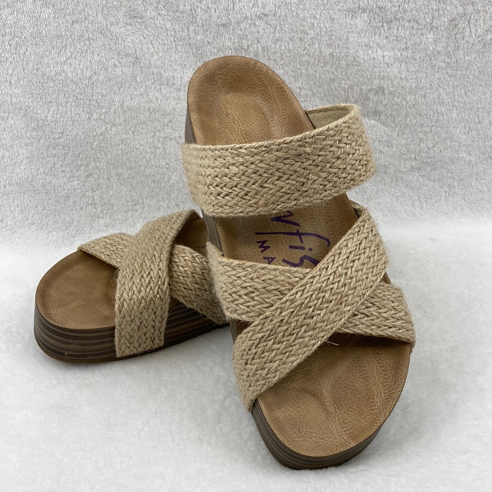 Blowfish Natural Tan Woven Slide Sandals